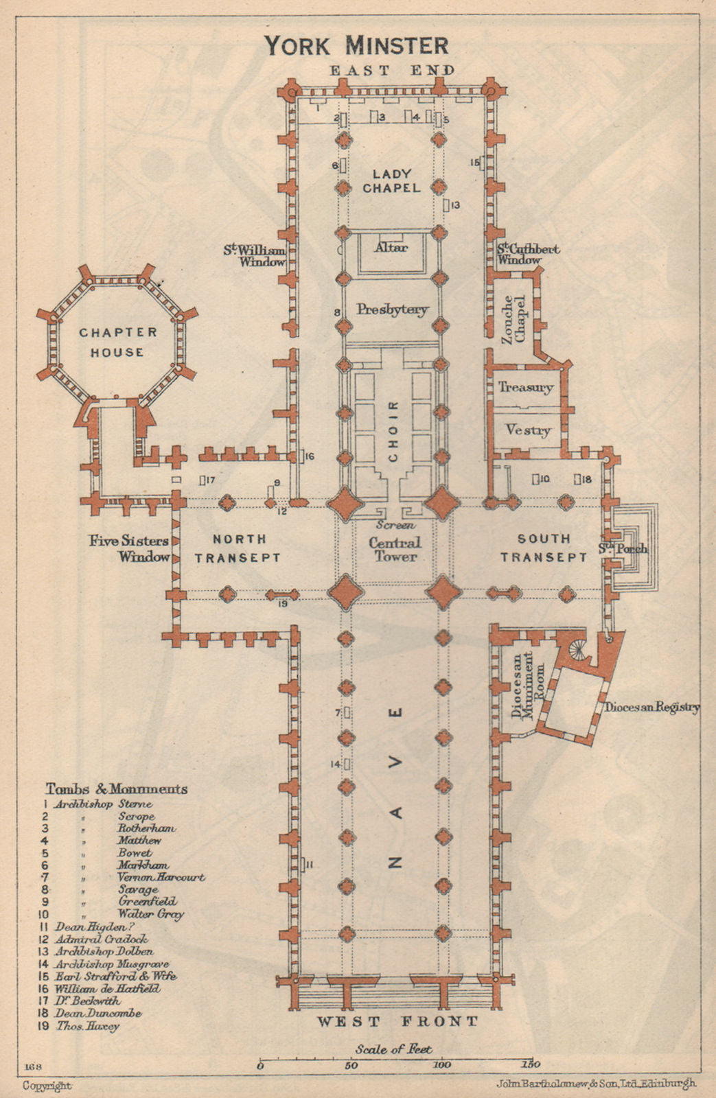 YORK Minster vintage floor plan. Yorkshire 1939 old vintage map chart